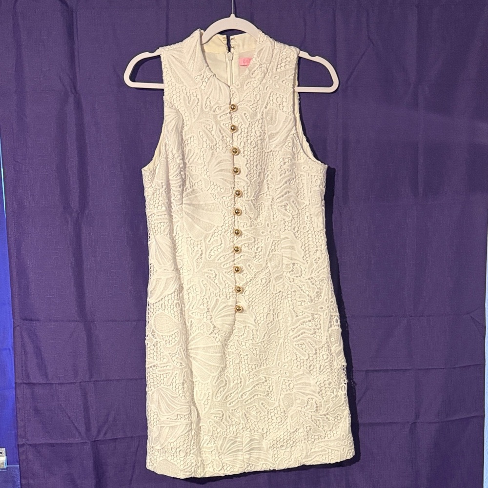 Lilly Pulitzer Ivory Mini Dress with Gold Accents